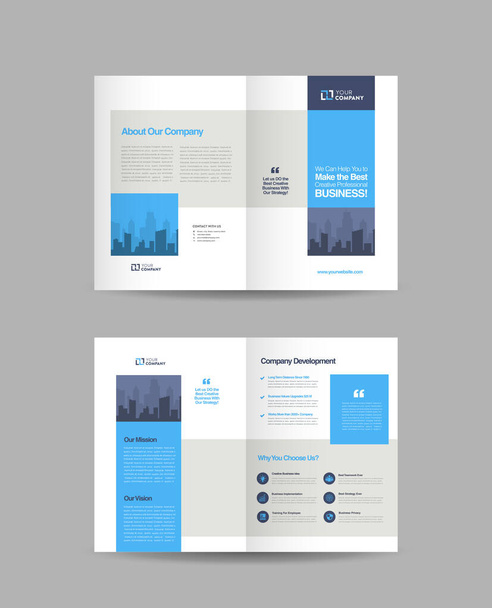 企業のビジネス二つ折りパンフレットのデザインと会社のマーケティングチラシのデザインテンプレート - ベクター画像