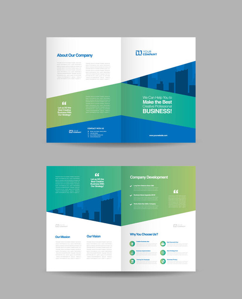Corporate business bi-fold brochure ontwerp en bedrijf marketing flyer ontwerp template - Vector, afbeelding