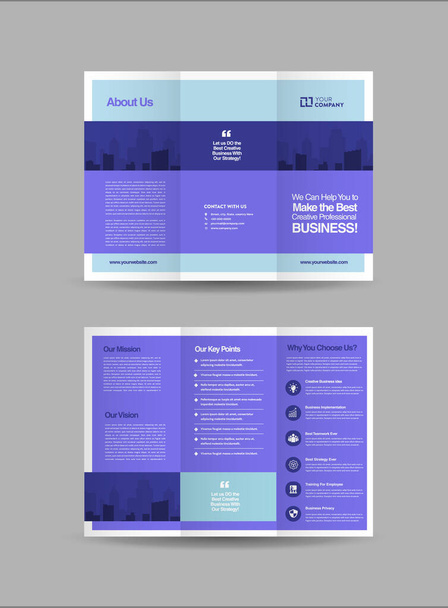 Business Tri-fold Brochure Design or Three Folded Flyer or Handout Design - Vector, Image