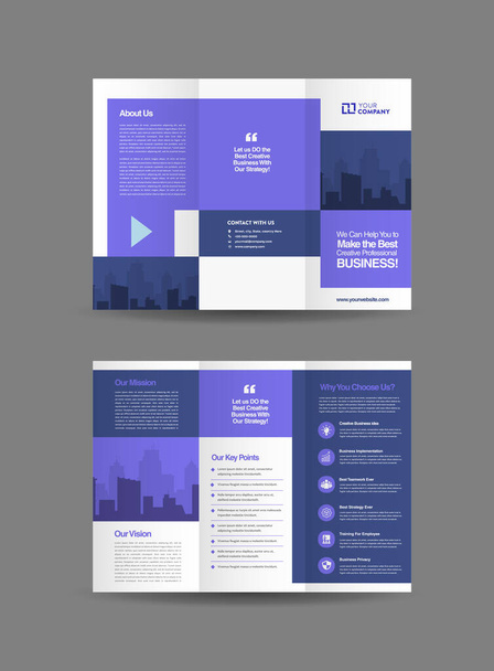 Business Tri-fold Broschüre Design oder drei gefaltete Flyer oder Handout Design - Vektor, Bild