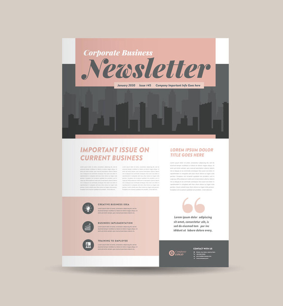 Business Newsletter Cover Design of Journal Design of Maandelijks of Jaarverslag Ontwerp - Vector, afbeelding
