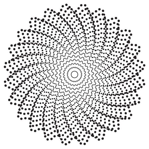 Motif ou texture en spirale vectorielle en demi-teinte pointillée. Stipple Dot milieux avec ellipses - Vecteur, image