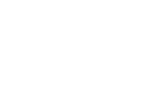 Czarna linia Kręgle i ikona kuli izolowane na białym tle. Urządzenia sportowe. 4K Animacja graficzna ruchu wideo - Materiał filmowy, wideo