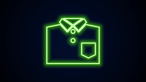 Linea neon luminosa icona della camicia da bowling isolata su sfondo nero. Animazione grafica 4K Video motion - Filmati, video