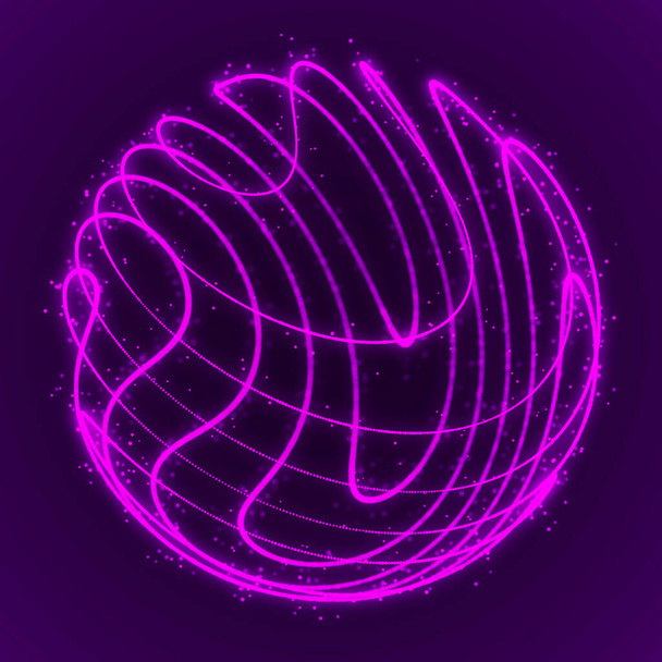 抽象3次元球面。ねじれ線で球。曲線がねじれてる。宇宙物体だ。未来的なテクノロジースタイル。3Dレンダリング. - 写真・画像