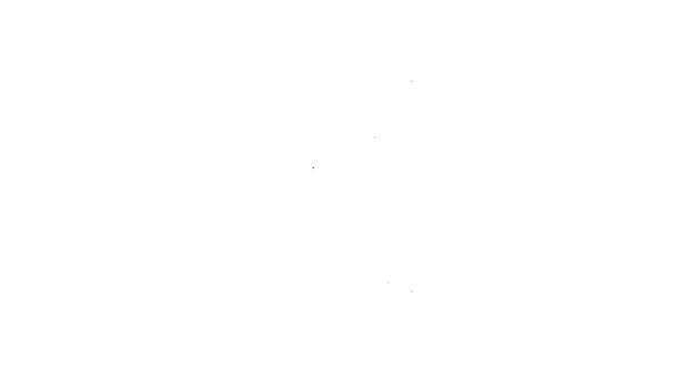 Zwarte lijn Oude zandloper met stromend zandpictogram geïsoleerd op witte achtergrond. Zand klok teken. Bedrijfs- en tijdmanagementconcept. 4K Video motion grafische animatie - Video