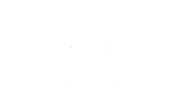 Musta viiva Crossed haarukka ja lastalla kuvake eristetty valkoisella pohjalla. Grillihaarukka ja lastalla merkki. Grilli ja grilli työkaluja. 4K Video motion graafinen animaatio - Materiaali, video