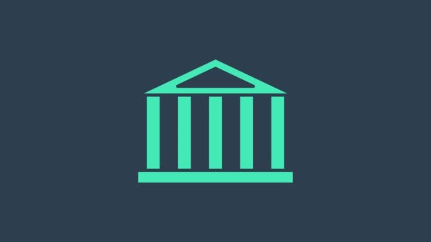 Turkusowy Partenon z Aten, Akropol, Grecja ikona odizolowany na błękitnym tle. Grecki zabytek narodowy. 4K Animacja graficzna ruchu wideo - Materiał filmowy, wideo