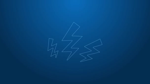 Weiße Linie Zeus Symbol isoliert auf blauem Hintergrund. Griechischer Gott. Gott des Blitzes. 4K Video Motion Grafik Animation - Filmmaterial, Video