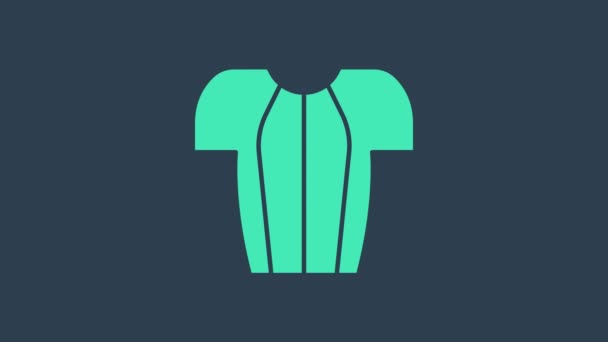 Tyrkysová ikona cyklistického trička izolovaná na modrém pozadí. Cyklistický dres. Oděv na kolo. Grafická animace pohybu videa 4K - Záběry, video