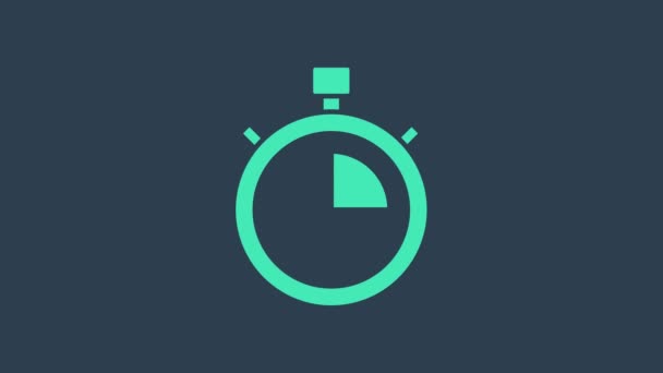 Icona cronometro turchese isolata su sfondo blu. Un timer temporale. Segno cronometro. Animazione grafica 4K Video motion - Filmati, video
