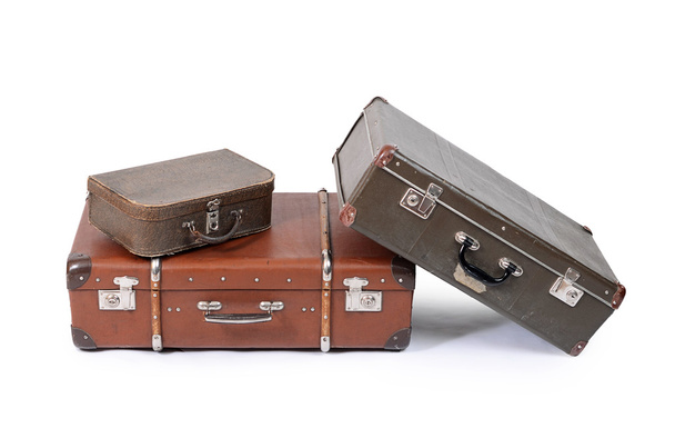 Old suitcase isolated on white background - Foto, afbeelding