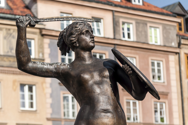 Mermaid statue in Warsaw. - Photo, Image