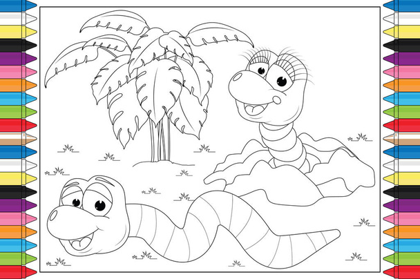 zbarvení země červ zvíře kreslené pro děti - Vektor, obrázek