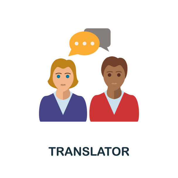 Vertaler platte pictogram. Kleur eenvoudig element uit freelance collectie. Creative Translator icoon voor webdesign, sjablonen, infographics en meer - Vector, afbeelding