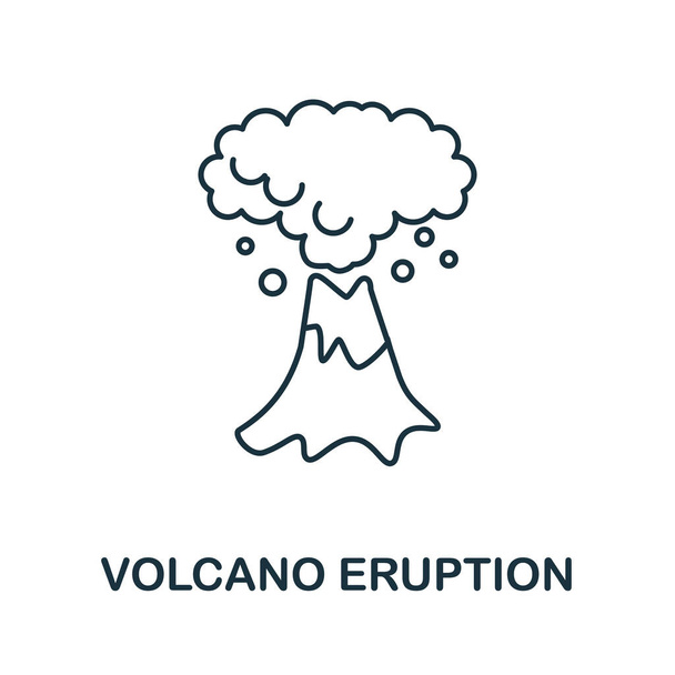 Ikona erupcji wulkanu. Prosty element z kolekcji globalnego ocieplenia. Kreatywna ikona erupcji wulkanu do projektowania stron internetowych, szablonów, infografik i innych - Wektor, obraz