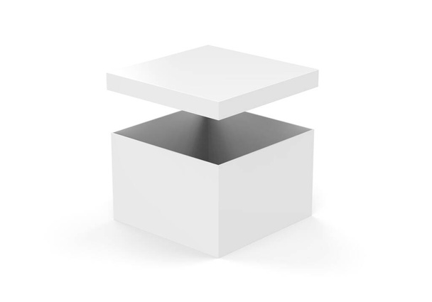 Blanco caja de cuello rígido en blanco con foxing interior para presentación de marca y maqueta, ilustración 3d - Foto, imagen