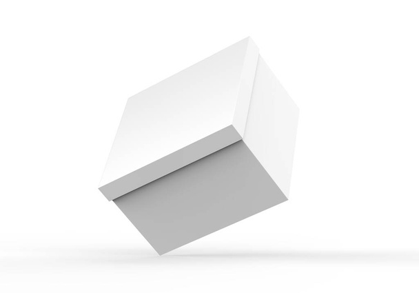 Biały blank sztywny dekolt z wewnętrznym lisem do prezentacji marki i makiety, Ilustracja 3D - Zdjęcie, obraz
