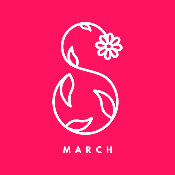 8 de marzo día internacional de la mujer tarjeta de felicitación. Ilustración vectorial - Vector, Imagen