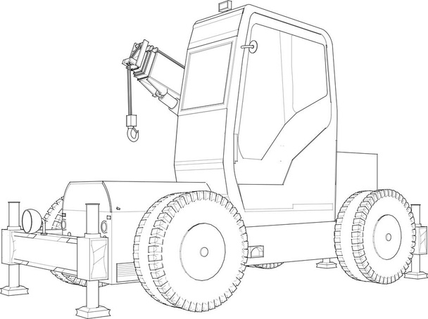 dibujo gráfico tractor ilustración 3d - Vector, imagen