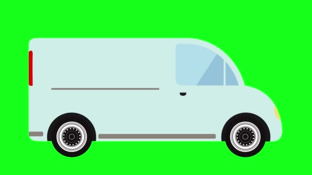 Bewegte Automobil-Auto-Animation auf grünem Bildschirm Chroma-Taste, flache Looping-Design-Element, grafische Quelle - Filmmaterial, Video