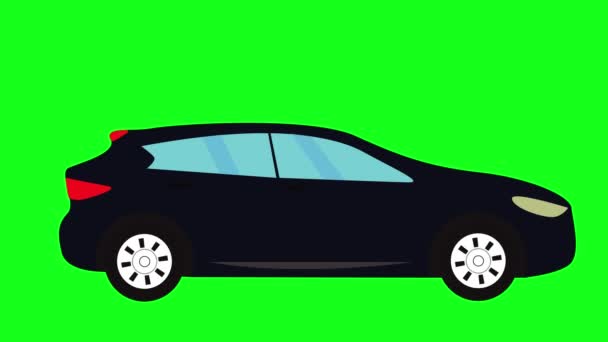 Bewegte Automobil-Auto-Animation auf grünem Bildschirm Chroma-Taste, flache Looping-Design-Element, grafische Quelle - Filmmaterial, Video