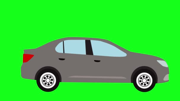 Movendo a animação do carro do automóvel na chave verde do croma da tela, elemento plano do projeto do looping, fonte gráfica - Filmagem, Vídeo