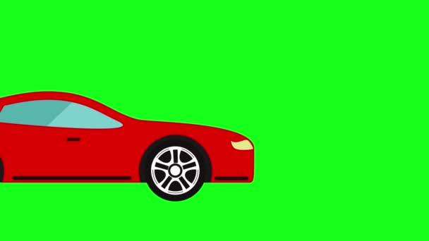 Pohybující se automobilová animace na zelené obrazovce chroma key, plochý design element, grafický zdroj - Záběry, video
