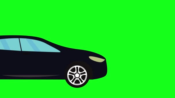 Pohybující se automobilová animace na zelené obrazovce chroma key, plochý design element, grafický zdroj - Záběry, video