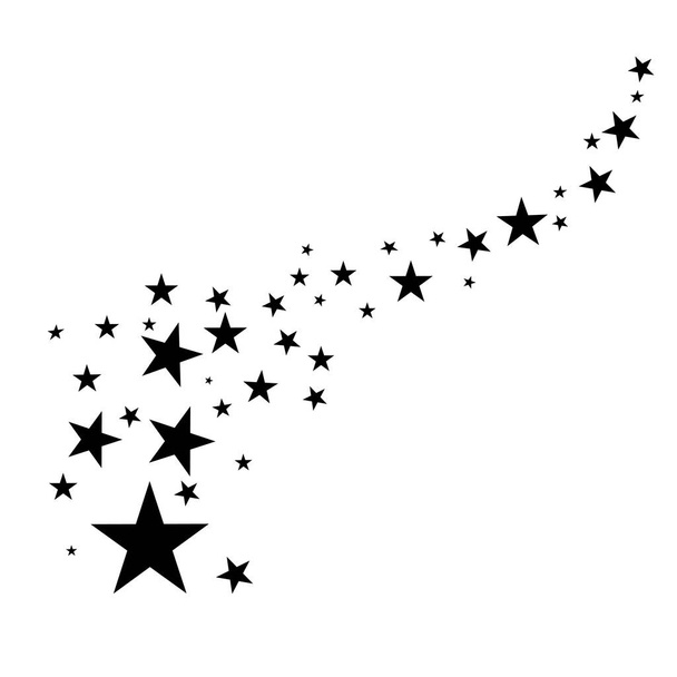 白い背景の星。エレガントな星と黒の星の撮影。隕石、彗星、小惑星、星. - ベクター画像