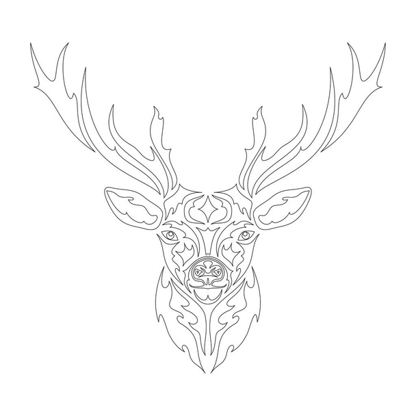 Hand drawn abstract portrait of a deer. Vector stylized illustration for tattoo, logo, wall decor, T-shirt print design or outwear. This drawing would be nice to make on the fabric or canvas. - Vector, Image