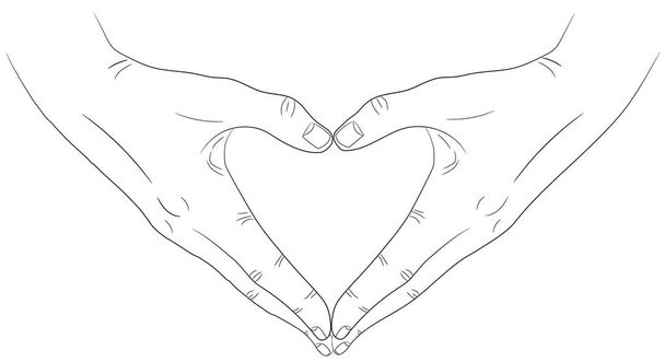 Vereinzelte Hände, die die Form eines Herzens zeigen - Vektor, Bild