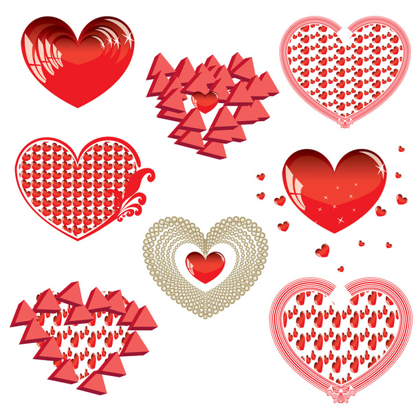  Набор красных сердец - Фото, изображение