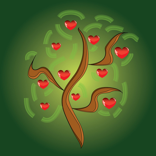  appelboom met rode vruchten in de vorm van hart - Foto, afbeelding