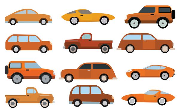 Colección de coches simples
 - Vector, imagen