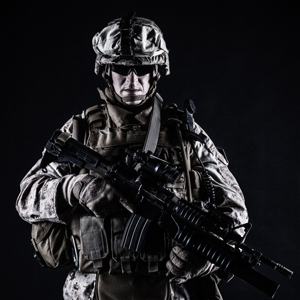 US marine studio shot on black background - Photo, Image