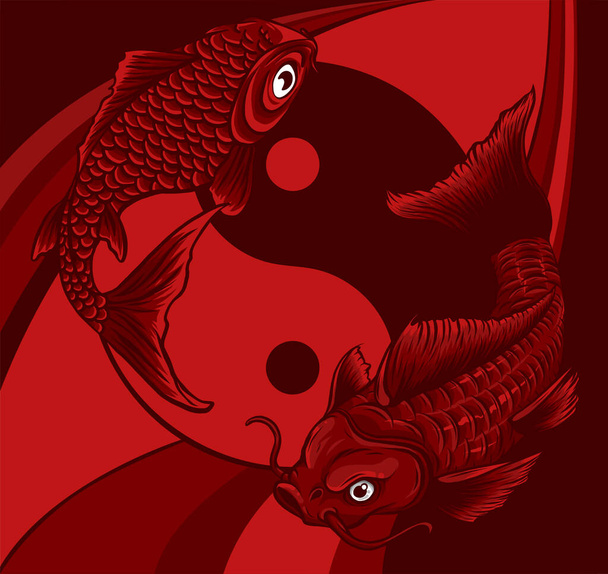 Ying Yang szimbólum koi halakkal. Vektorillusztráció - Vektor, kép