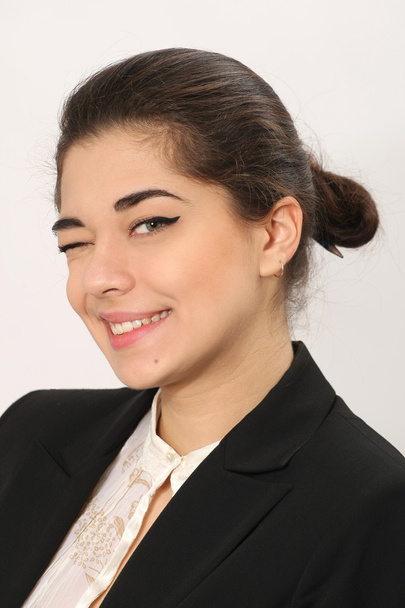 Portrait of attractive business woman on the blinking  - Fotó, kép