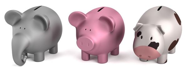 realistyczne renderowanie 3d piggy banków - Zdjęcie, obraz