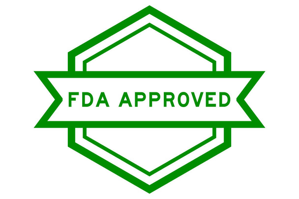 FDA sözcüğü beyaz arkaplanda onaylı yeşil renkli altıgen etiketli pankart - Vektör, Görsel