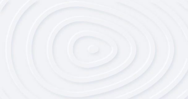 Valkoinen pyöreä abstrakti animaatio tausta. Hyvää pääsiäispäivää animoitu postikortti. 3d siluetti muna siirtyä keskustasta. Neumorfismi minimalistinen aaltoilu tyyli. Saumaton silmukka nestemäinen orgaaninen radioaalto - Materiaali, video
