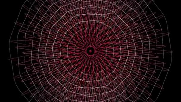 Psychedelische Rotation rosa weiße geometrische Formen auf dunklem Hintergrund - Filmmaterial, Video