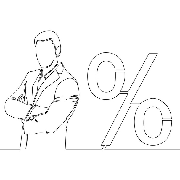 Безперервний однорядковий малювання бізнесмен і піктограма відсоткової ставки Векторна концепція ілюстрації
 - Вектор, зображення