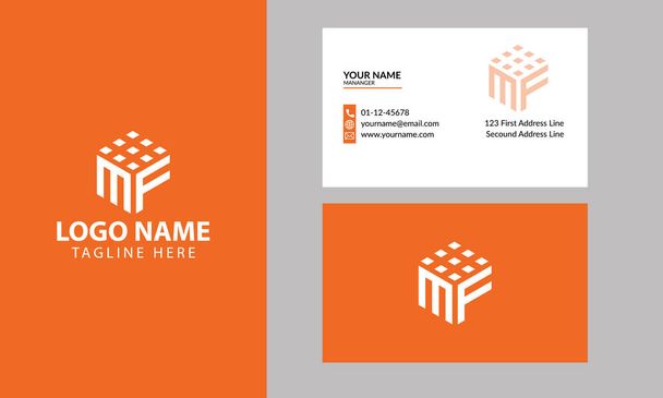 Cube MF letter logo. Property and Construction MF Logo design for business corporate sign with Creative Modern Trendy with a minimal business card - Vector, Image