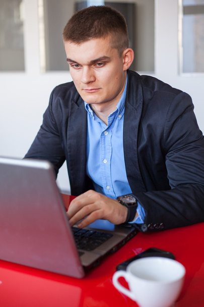 Businessman using laptop - Fotó, kép