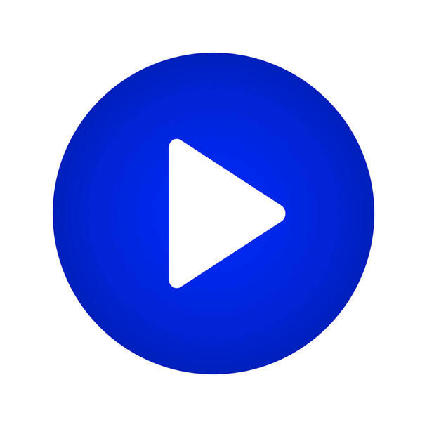 Juega icono en una forma de círculo de gradiente azul. Juega Botón. Ilustración vectorial - Vector, Imagen