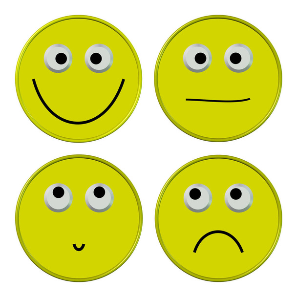 Emoticons com caprichos diferentes, 3d-ilustração - Foto, Imagem