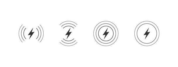 ワイヤレス充電器のアイコン。シンプルなアイコンを充電する雷。コンセプト充電アイコン。ベクターイラスト - ベクター画像