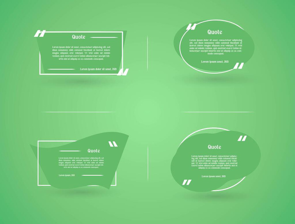 Set Of Green Quote Text Box With Frame. Social Network Quotes Dialogue Bubble, Remark Text Frames And Quote Frames Template Isolated. Abstract Quotation Background. - Vector, Image