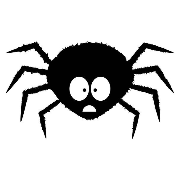Grafika bez vektorových rozměrů. Vtipný, roztomilý, smutný, vystrašený a načechraný pavouk. Tradiční postava pro Halloween. - Vektor, obrázek